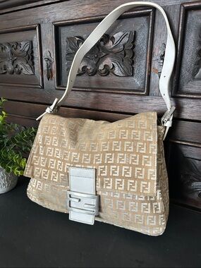 Beautiful Beige Shoulder Bag with White Strap